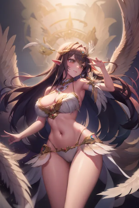 lacus4, (goddess, owl head, furry, realistic, bikini, 4K, Best Quality, Anime style: 1.9, serene, Adult Female, (ultra detailed head with intricate feather textures), (foeval, moonlit backdrop), Drawing lines, high resolution, lacus4), 1goddess, solo, (cur...