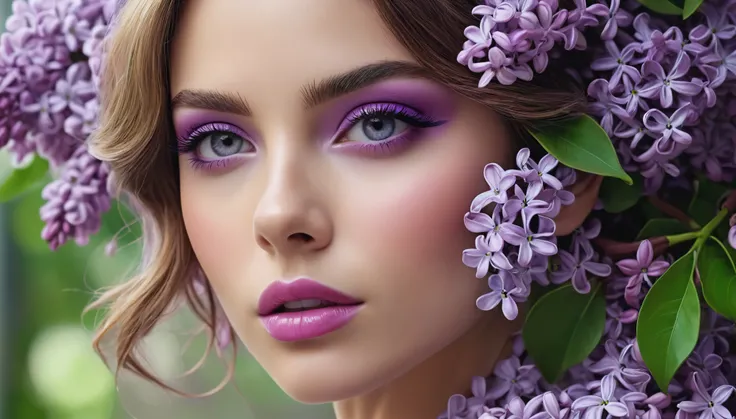 create an image demonstrating the style of ((Lilac Femme)) style, hyper realism, 8k high definition, vibrant colors, sharp focus, insanely detailed