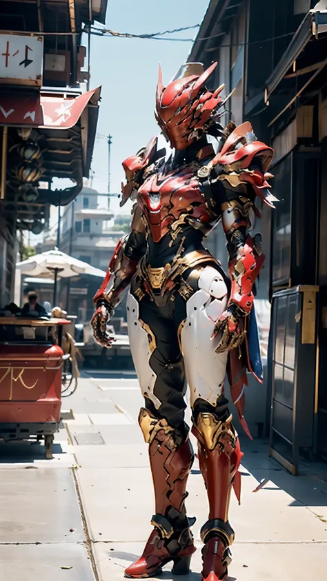 A woman adorned in fantasy-style full-body armor, a crown-concept fully enclosed helmet that unveils only her eyes, a composite layered chest plate, fully encompassing shoulder and hand guards, a lightweight waist armor, form-fitting shin guards, the overa...