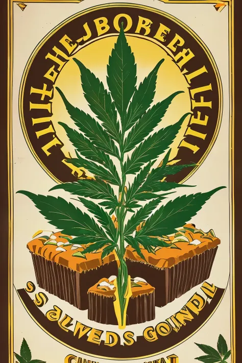 Generate image of A retro-style poster for "The South Weed Garden" cannabis dispensary, featuring vibrant colors and thick fonts with straightforward graphics.

[The South Weed Garden logo - a stylized marijuana leaf enclosed in a circular frame with the n...