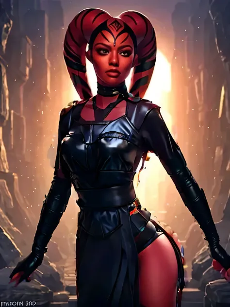 ((cloth robe)), black robe, sith robe, large breasts