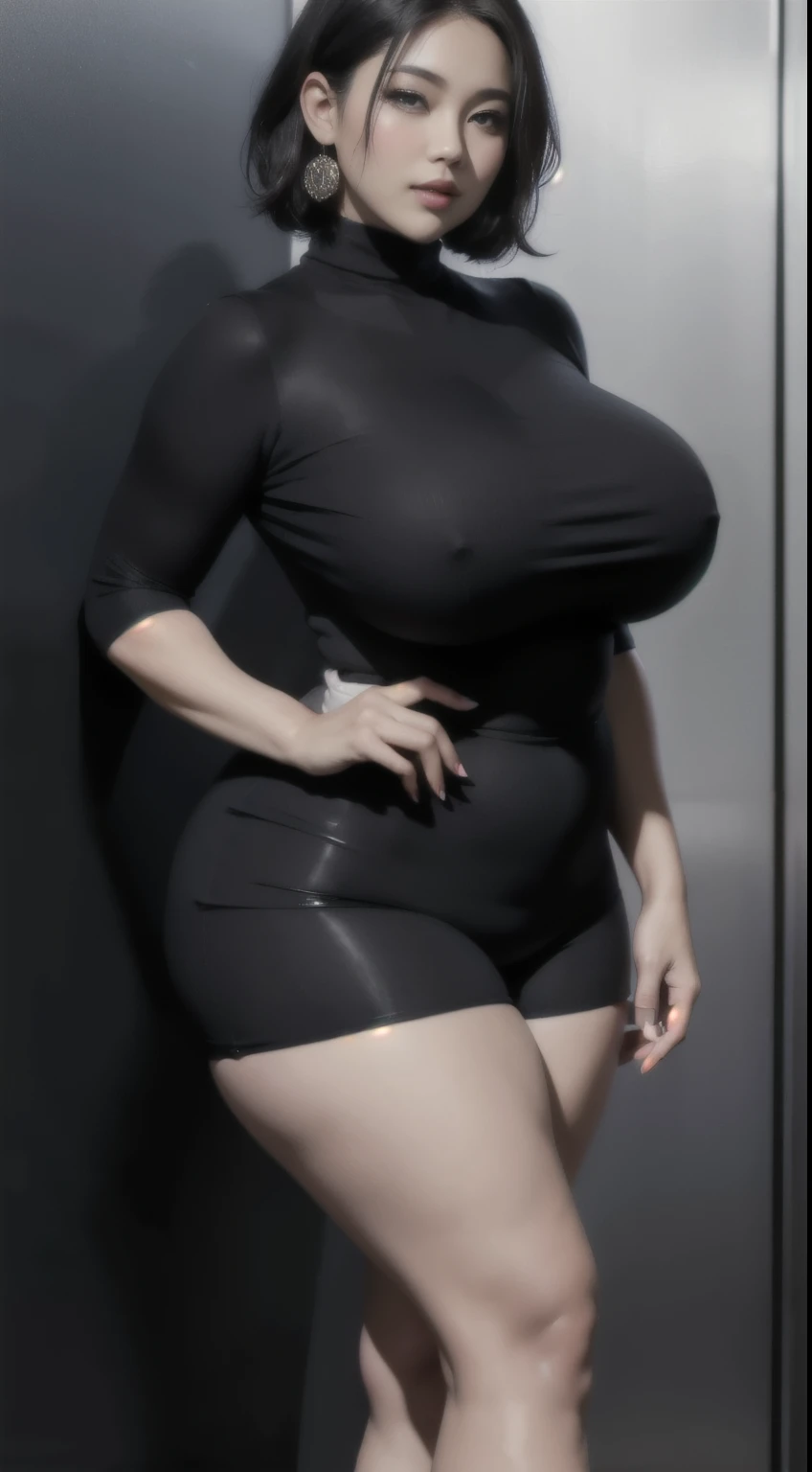 ((best quality)), ((masterpiece)), (detailed), perfect face, Beautiful, mother-in-law, asian-Indonesian , voluptuous, wearing random clothes (formal), In the black room, seductive expression, chubby body, nice body, milf chubby, chinese-Indonesian. Full bo...