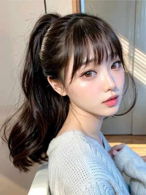 真实的South Korea美女,Beautifully, Realistic and realistic facial expressions,South Korea,20 year old woman with short hair,delicate face,South Korea美女,delicate face,