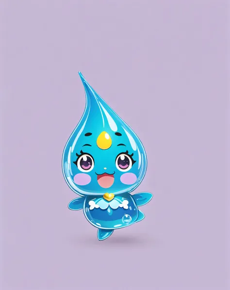 Water drop doll mascot，normal facial features，Neat and tidy，Clear outline，Cartoon illustration style，Solid background，best quality，masterpiece，8k