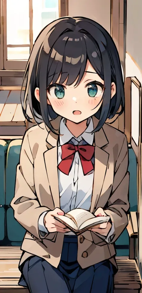 sitting pose、携帯電話を持つ制服を着たanime girl, anime moe art style, Kantai Collection Style, JK uniform, lofi girl, beautiful anime high school girl, cute girl anime visual, nagatoro, iwakura lain, fubuki, anime girl, sakimi chan, sayori, yandere. expensive, seifuku...