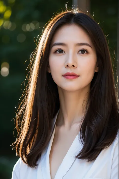 long Brond Hair、straight haired、Bright brown eyes、infp young woman、physician、Thin、cute little、Innocence、Photorealsitic、lensflare、looking at the viewers、shinny skin、Uniforms、intricate-detail、masterpiece、top-quality、cinematric light、hight resolution、A detai...