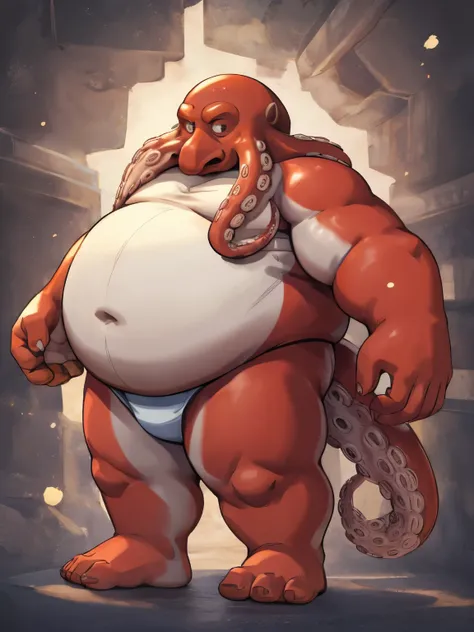 male， obesity，correct body proportions，overweight，octopus，naked