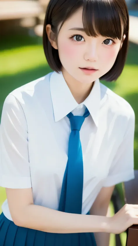 (table top, highest quality:1.2), 8k, 18-year-old, 85mm, official art, raw photo, absurd, white dress shirt, cute face, close, u...