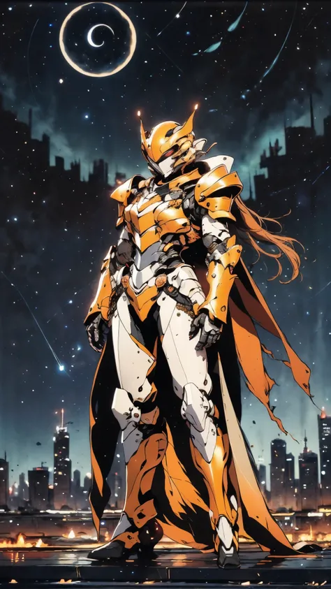 A woman adorned in fantasy-style full-body armor, a crown-concept fully enclosed helmet that unveils only her eyes, a composite layered chest plate, fully encompassing shoulder and hand guards, a lightweight waist armor, form-fitting shin guards, the overa...