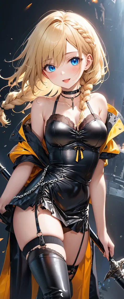 NSFW,master piece,highest quality,super detailed,High resolution,octane rendering,Valkyrie,Blonde hair,Radiant hair,(1 girl),beautiful girl,Beautiful adult face,Female genitals are fully visible, ((detailed female genitalia)),Torn white side tie panties,ga...