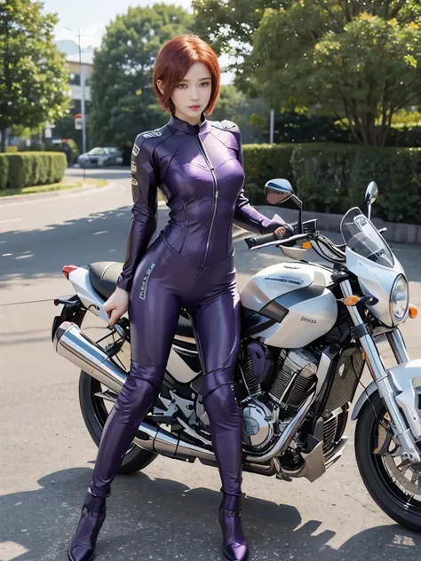 (realistic:1.5), 8k, Super delicate beauty, 1 girl, intricate body details, (short: 1.3), (highest quality: 1.0), (Super high sharpness: 1.0),(Beautiful and delicate depiction of eyes),((((ride a motorcycle)))),unreal engine:1.4, photorealistic:1.4, skin ...