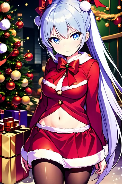 christmas scene, 1girl, christmas_clothing