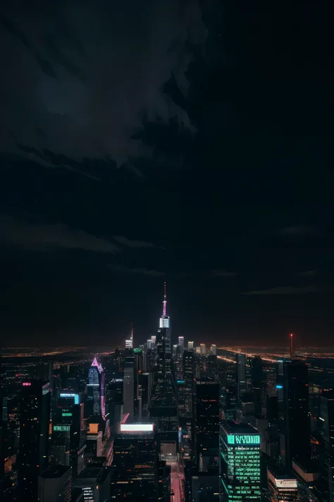 Night city, skyscrapers, neon lights, cyberpunk 