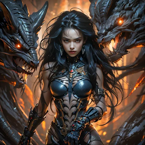 A female alien predator, of exquisite beauty beyond comparison, her intense gaze fixed on her prey with a hunters focus, her long dark claws poised to strike. Her lean, muscular body was a sight to behold, every inch of her hyper-detailed figure exuding en...