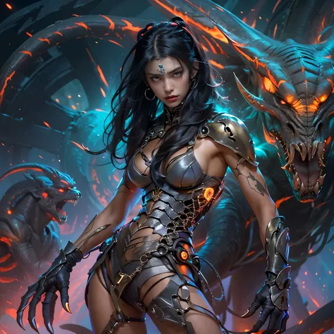 A female alien predator, of exquisite beauty beyond comparison, her intense gaze fixed on her prey with a hunters focus, her long dark claws poised to strike. Her lean, muscular body was a sight to behold, every inch of her hyper-detailed figure exuding en...