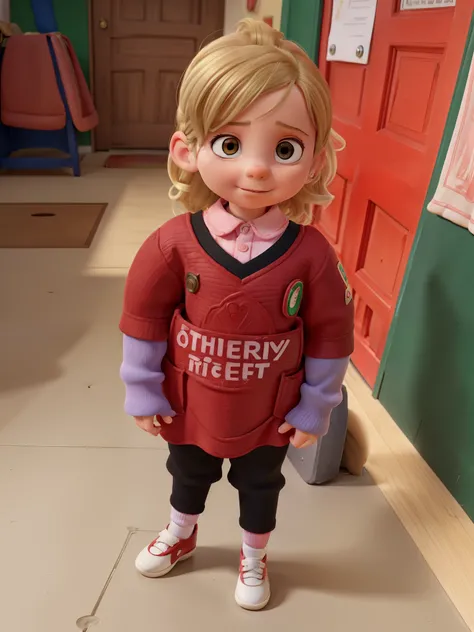 arafed toddler standing in front of a red door in a school, italian looking emma, italian garb the future, luca, dribble contest winner, simona sbaffi is the captain, added detail, 🤬 🤮 💕 🎀, inspired by Master of the Bambino Vispo, andreas, mattey, much det...