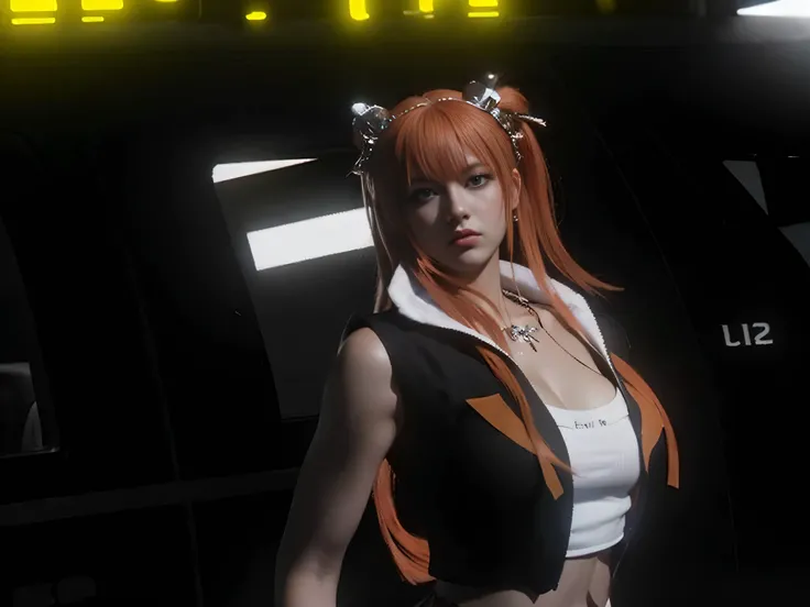 a close up of a WOMEN in a costume standing in front of a car, leeloo outfit, tranding on pxiv, rings asuka iwakura station game, as a character in tekken, asuka suit under clothes!, misa amane *, inspired by Leiko Ikemura, asuka langley sohryu, female cha...