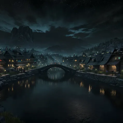 Night Riften realistic,elder scrolls online, city image 