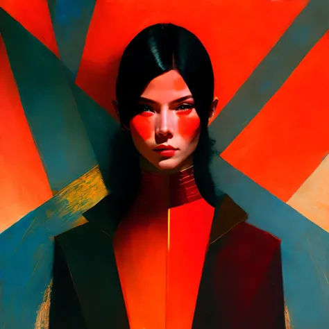 Por favor gerar, beleza abstrata Fantomas, looking at the camera, approaching perfection, dynamic, vermelho preto e laranja cores, altamente detalhado, pintura digital, art station, arte conceitual, foco afiado, illustration, arte de Carne Griffiths e Vadi...