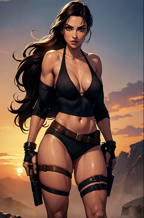 lara croft, art by michael turner, sexy, guns, british