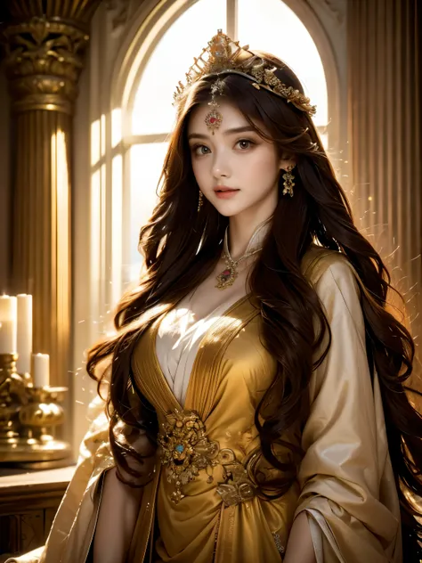 (masterpiece), (best quality), (illustration), (very detailed), (high resolution), woman in her 20s, long hair, wearing a crown,...