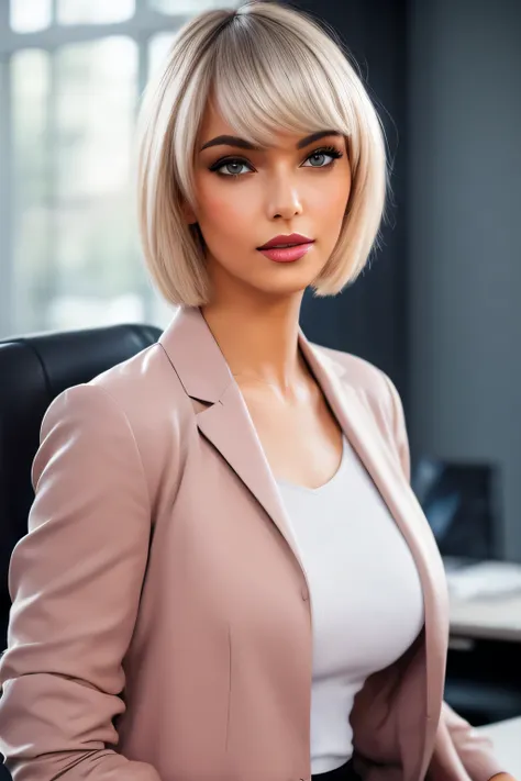 Best quality, Photorealistic, ultra detailed, finely detail, high resolution, 8k wallpaper, Raw color photo, professional, high level of detail, Beautiful woman, (pale skin), ((wearing slack, blazer jacket and white shirt)) Hotouch Basic Cotton Button Down...