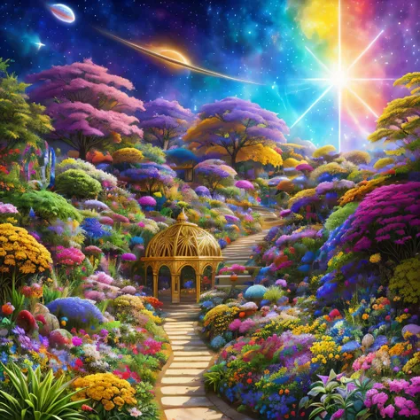 (best quality,peace master),(Super detailed and colorful),
A cosmic garden filled with exotic alien flora and fauna
,perfect composition, best speech, (golden ratio:1.2)
, high dynamic range, dramatic,Light, Artstation 上的Hot topic,CG society&#39;Hot topic,...