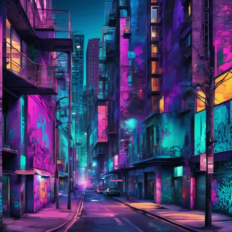 Design a dynamic wallpaper that captures the essence of urban exploration, blending modern architectural elements with the vibrant life of the city streets. The design should feature a mix of high-rise buildings, graffiti art, and bustling street scenes, a...