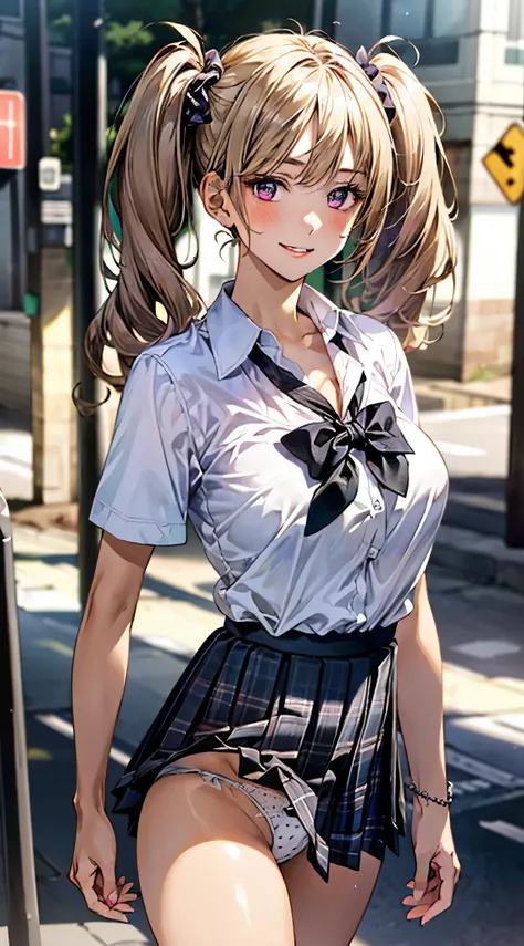 (masterpiece:1.3, top-quality), ultra high res, ultra detailed, (realistic, photorealistic:1.4), beautiful illustration, perfect lighting, colorful, depth of fields, 
looking at viewer, 1 girl, solo, japanese, high school girl, gyaru, (large breasts:0.8, l...