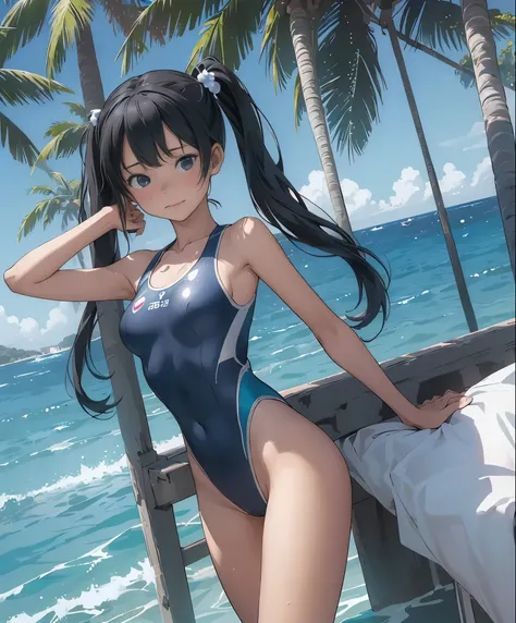 (masterpiece、highest quality、highest quality、official art、beautiful beautiful:1.2)、(1 girl:1.3)Hatsune Miku、twin tails,big breasts,In 8K、超A high resolution、highest quality、table top、(pretty big breasts、big ass:1.35)(Hide your chest and stomach、Deep blue an...