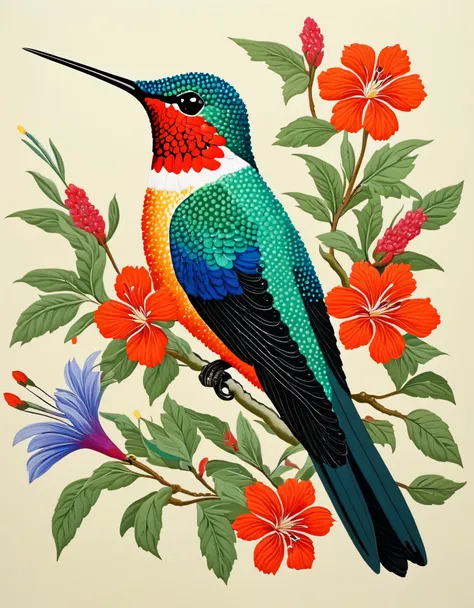 hummingbird，the art of dot painting