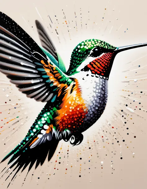 hummingbird，the art of dot painting