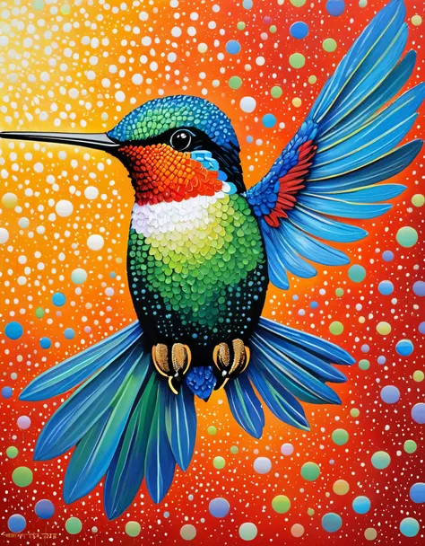 hummingbird，the art of dot painting，dot art