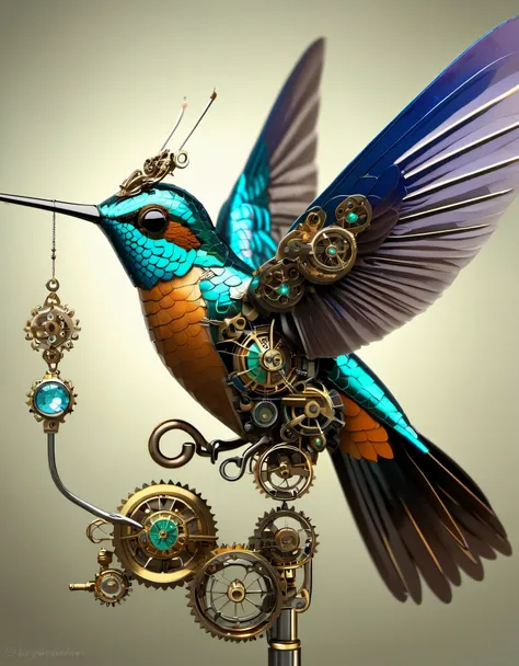 Precision Mechanical Hummingbird,future,fantasy,Steam cyberpunk