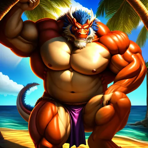  kaido,  eastern dragon king, male dragon, eastern dragon, very big muscles, hulking,  extremely strong, big abdominal muscles, hefty musclegut, pecs, muscular dad body,  Strong and robust musclegut , strong abs, sharp  claws, dragon feet claw, full body, ...