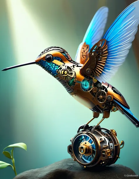 Precision Mechanical Hummingbird，future，fantasy，Steam cyberpunk，future宇宙