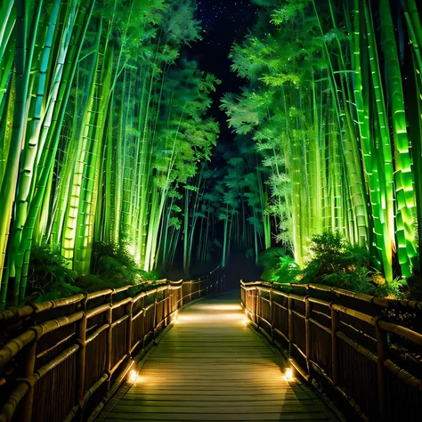 Enjoy the enchanting beauty of Kyoto, 静かなbamboo forestと曲がりくねった小道、Guide you under the enchanting starry sky。. 私たちDesign ofは、A testament to the incredible synergy of Kyoto&#39;Natural beauty and heavenly wonders。. bamboo forestの小道を散策, Dark-colored bamboo sho...