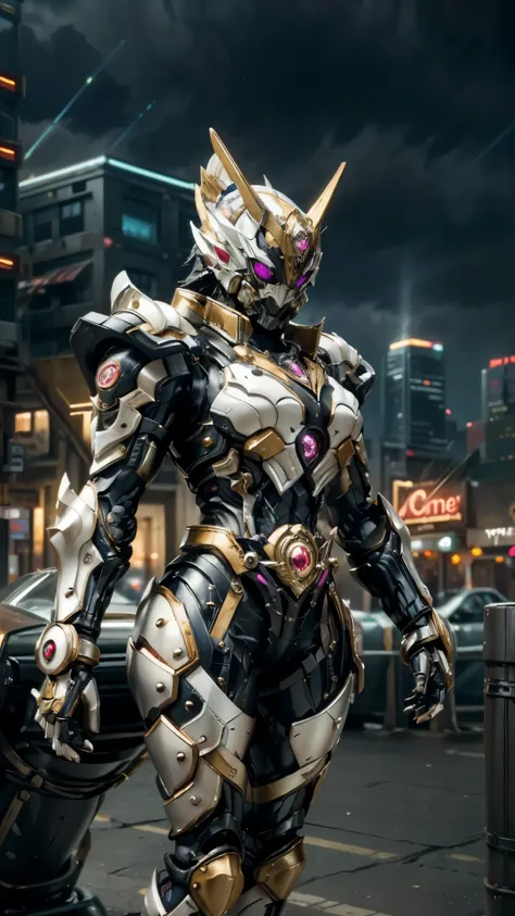 a woman adorned in fantasy-style full-body armor, a crown-concept fully enclosed helmet that unveils only her eyes, a composite ...