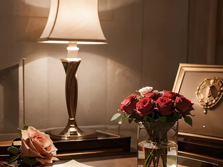 Potrait of Romantic Roses on The Desk,luxury