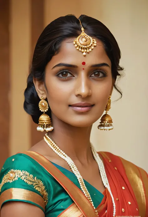 The 25-year-old Indian lady looked stunning in her traditional Indian attire. She wore a vibrant saree with intricate golden embroidery, complemented by traditional jewelry, including jhumkas (earrings), bangles, and a maang tikka (forehead ornament). Her ...