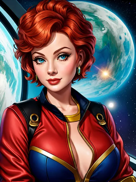 add_detail, masterpiece, Lucille Ball as Captain of the Starship Enterprise on its 5 year mission to seek out strange new worlds and new life forms and to boldly go where no one has gone before,