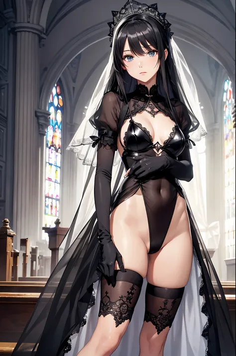 (8k, highest quality, masterpiece),(ultra-detaileded:1.1),(high detaileded skin),
[quantities: :1],whole body,
[main: :1],1 girl,black hair,long hair,curtain,body stockings,(black silk veil:1.2),black lace elbow gloves,
[emo: :1],
[look: :1],chestに手を当てる,
[...