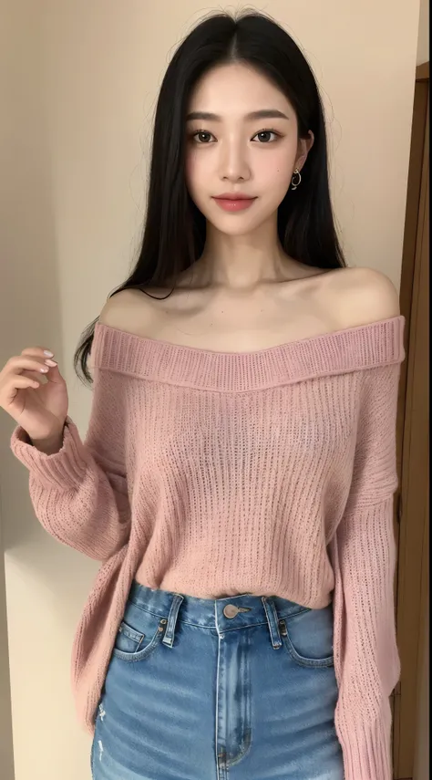 ((highest quality, 8k, masterpiece: 1.3)), Beautiful woman, 1 female, big: 1.3, slender body shape: 1.1,  super detailed face, lip details, fine eyes, double eyelid, super detail face, delicate eyes, double eyelid, E cup breasts,smile, whole body, long bla...