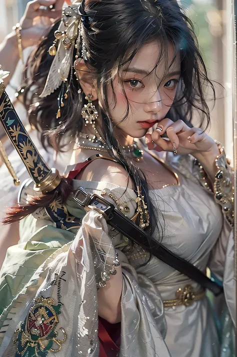 (highest image quality), (masterpiece), (vibrant, photography realistic, Realistic, Dramatic, Dark, Sharp focus, 8K), beautiful, Highly detailed face and skin texture, sexy wedding dress, ethereal beauty, mature asian woman,black long hair, make up, nsfw ,...