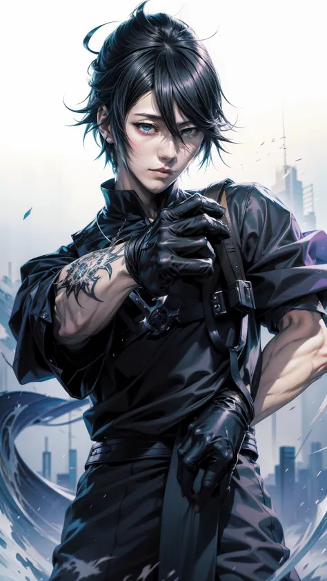 anime - style image of a man with a sword in his hand, shigenori soejima illustration, trigger anime artstyle, makoto shinka, makoto, badass pose, okata kazuto, inspired by Okumura Masanobu, inspired by Yamagata Hiro, fubuki, badass anime 8 k, high quality...