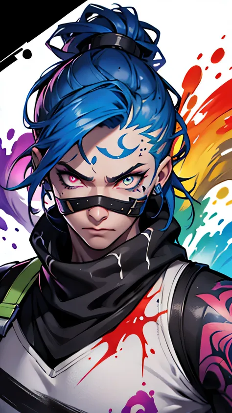 splash art, fortnite style, portrait poster, ((white background)), ((colorful ink splash style:1.5)), contour, Super detailed intricate details, unreal engine, wonderful, intricate details, splash screen, complementary color, fantasy concept art, 8K resolu...