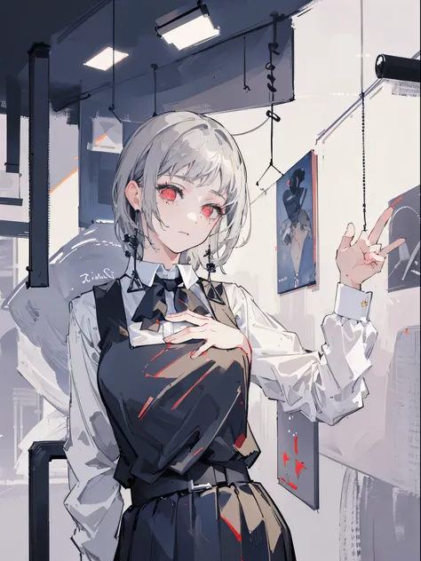 (masterpiece, highest quality, highest quality,official art, beautiful and aesthetic:1.2),(1 girl:1.3), gray hair, skull