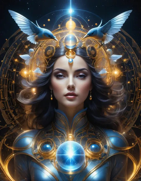 3d rendering of magic array, sacred geometry, sharp focus,,in the style of mike winkelmann,in the style of rolf armstrong: fract...