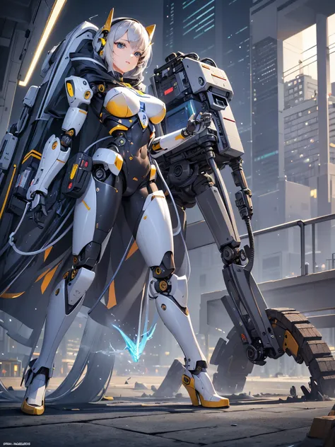 ((highest quality)),(ultra high resolution),(Super detailed),(detailed description),((best CG)),(best work of art),super precision art,amazing drawing art,(Sci-fi art with precise details:1.5), (female robot:1.6),(sharp mechanical face:1.5),,(Precise and d...