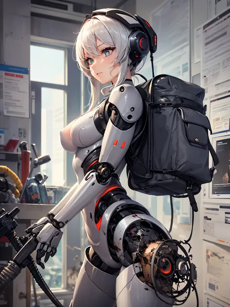 ((highest quality)),(ultra high resolution),(Super detailed),(detailed description),((best CG)),(best work of art),super precision art,amazing drawing art,(Sci-fi art with precise details:1.5), (female robot:1.6),(sharp mechanical face:1.5),,(Precise and d...